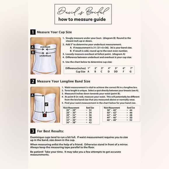 David's Bridal White Long Line Padded Strapless Bra "Corset" Sz 36A - Picture 6 of 13